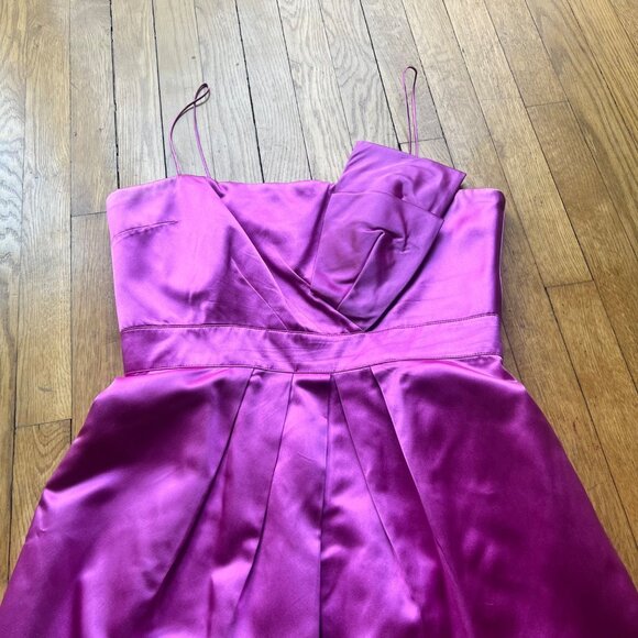 100% Silk Rickie Freeman Teri Jon size 12 Pink Fuchsia Spaghetti Strap Dress - Picture 5 of 16